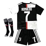 2019-2020 Season Juventus #7 Ronaldo Kids Or Youth Home Soccer Jersey & Shorts & Socks Black/White