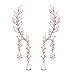 EVERU CZ Vine Jewelry Sweep Wrap Crystal Rose Gold Plated Leaf Ear Cuffs Set Stud Earrings for Women