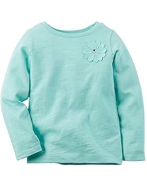 Girls Rosette L/S Tee, Turquoise