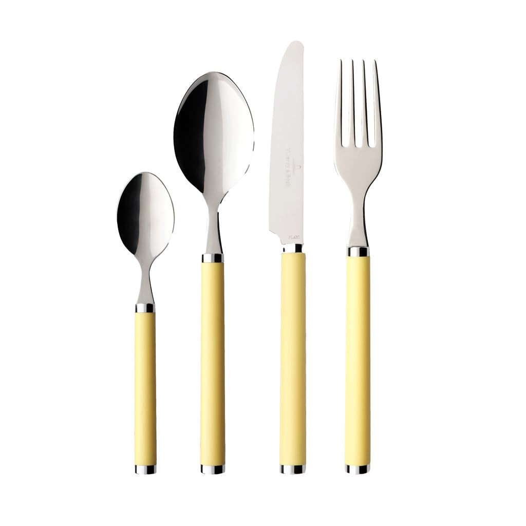 Villeroy & Boch Play! Sunny Day Cutlery for up to 6 People, 24 Pieces, Stainless Steel, Yellow Plastic Handle