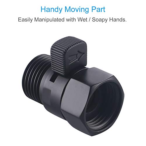 Shower Head Shut Off Valve, APLusee Brass Water Flow Restrictor, Handheld Shower Regulator with On Off Switch, Matte Black - Thumbnail 4