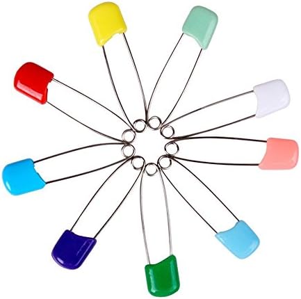Xmiker Assorted Color Plastic Head Baby Safety Pins Safety Locking Baby Cloth Diaper Nappy Pins ,Square(Pack of 50)