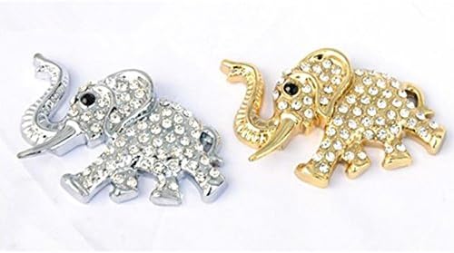 2PCS Faux Rhinestone Decor 3D Tone Elephant Shape Sticker Badge Emblem for Car (Elephant)