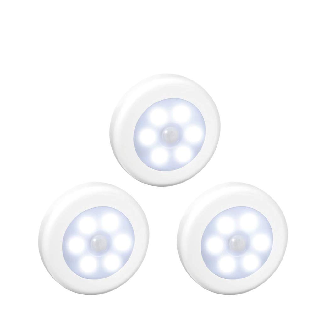 yucanucax 3pack Wireless Motion Sensor LED Cabinet Light Stick-Anywhere Nightlight for Stairs, Hallway,Closet,Kitchen, Bedroom, Cupboard Cool Light- White Shell