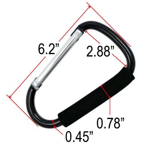 Shells Classy Black Color Extra-large D-Shape Super-handy Snap Hook Hanger Bags Holder Carrier Mommy Hook Carry Handle With Soft Foam Grip - Thumbnail 6