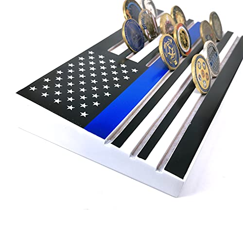 6 Row American Flag Coin Display Stand Thin Blue Line Military