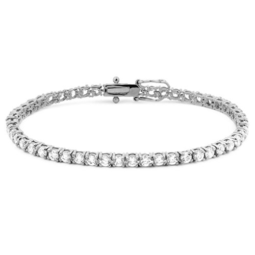 BSD Treasure18K White Gold Plated Round Cut Cz Tennis Bracelets- Assorted Styles and Colors
