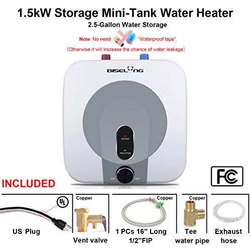 110V120V 1.5Kw Electric Tank Hot 2.5 Gallon Water Heater Storage，Small