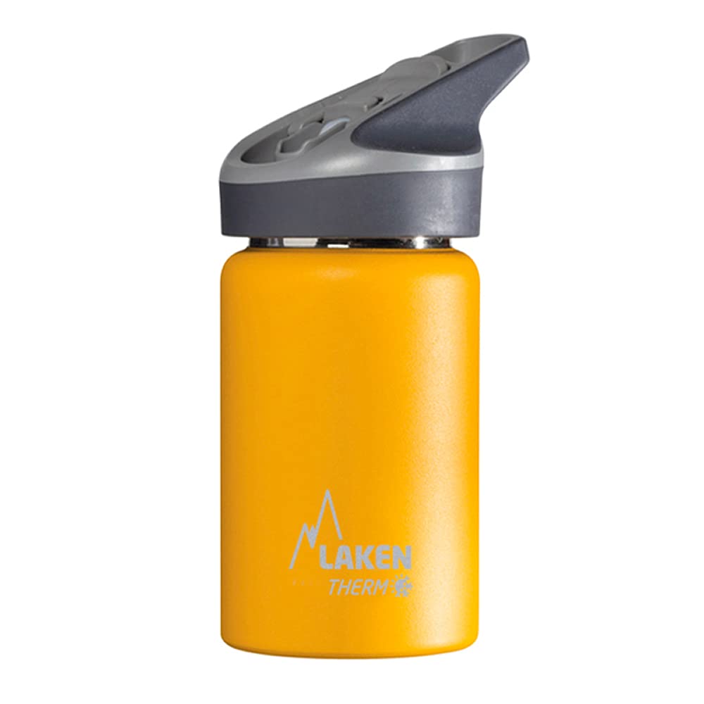 Laken Jannu Kids Insulated Stainless Steel Water Bottle with Straw Cap and Handle 12oz Yellow