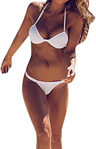 Axchongery Bikini Set, Fashion Halter Neck Push-up Padded Swimsuit Bandage Beachwear