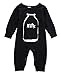 Baby Boy Girl Romper Milk Printed Long Sleeve Jumpsuit Playsuit Outfits (0-6 months, black)
