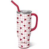 Swig Life 30oz Mega Mug, 30 oz Tumbler with Handle and Straw, Cup Holder Friendly, Dishwasher Safe, Extra Large Insulated Tumbler, Stainless Steel Water Bottle (Red Hots)