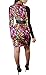 AOVCL Women's Sexy V Neck Mesh Printed Bodycon Party Dress