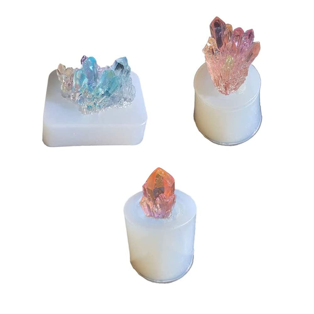 3pcs Epoxy Resin Crystal Cluster Silicone Mold Craft Jewelry Pendant Making Tools for Home Garden