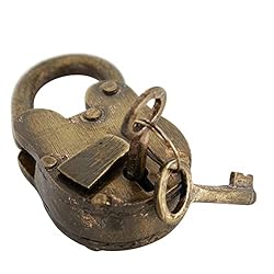 Deco 79 Metal Lock And Key, 2" x 3" x 1", Brass