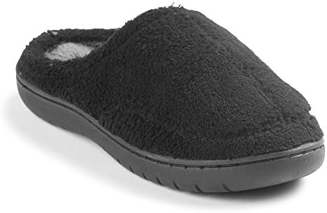 "Beyond Boys" New Terry, Plush and Relaxing Slip-on Clog Slippers In 3 Cool Two Tone Colors (RUNS 2X SMALL) Black 12-13