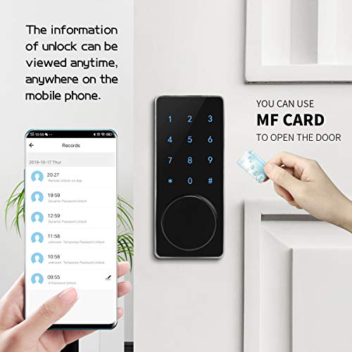 Door Lock WiFi,Smart Lock,Smart Electronic Door Lock with keyless,Touchscreen,Mechanical Keys Enabled Auto Lock Alarm Technology for Home,Hotel,Apartment and Office