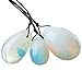 rockcloud Opalite Set of 3 Drilled Yoni Eggs with String, Massage Stones for Women to Train Pelvic Muscles Kegel Exercise