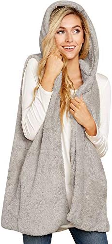 Sunward Women's Warm Faux Fur Vest Gilet Coat Waistcoat Outwear (M, Gray)