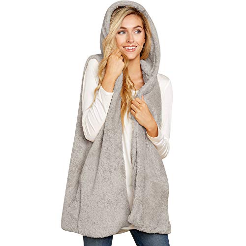 Sunward Women's Warm Faux Fur Vest Gilet Coat Waistcoat Outwear (M, Gray)