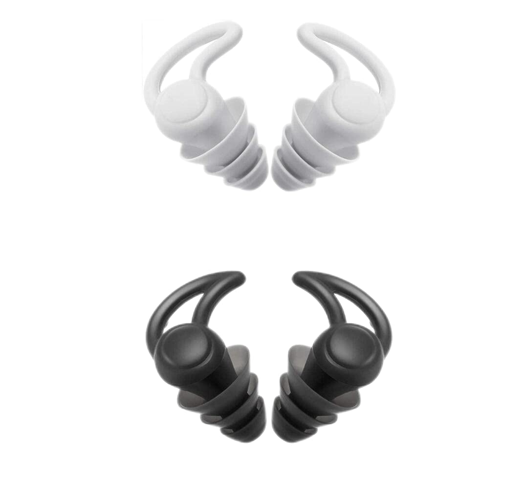 2 Pairs Noise Reduction Ear Plugs, Comfortable Silicone Noise Canceling Earplugs Waterproof Reusable Wireless Ear Protection for Sleeping Studying Snoring Working Airplane