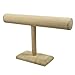 Ikee Design Wooden Linen Covered T-bar Jewelry Display Stand, Bracelet Bangle Watch Display Holder Stand, 12