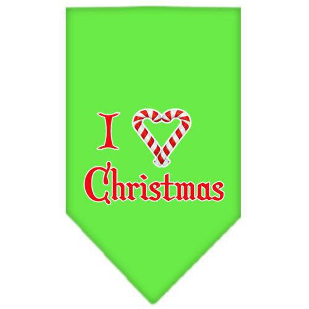 Mirage Pet Products Heart Christmas Screen Print Bandana for Pets, Small, Lime Green