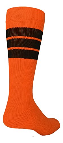 3 Stripe Elite OTC Socks (Neon Orange/Black, Medium)