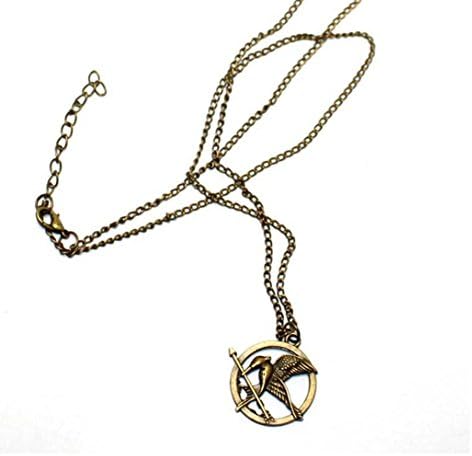 fashion quake Movie Serries the Hunger Games Antique Bronze Chain Arrow Bird Necklace for Women and Men