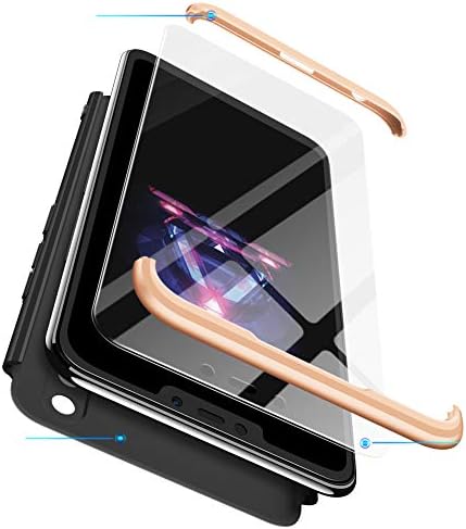 Compatible with VIVO V11 (India)/V11i/Z3i,Gift two sets Tempered Glass Screen Protector,Shockproof Hybrid 3 in 1 360 Hard Back,Anti-Scratch and Anti-Slip Hard PC Slim Cover for VIVO - Black gold