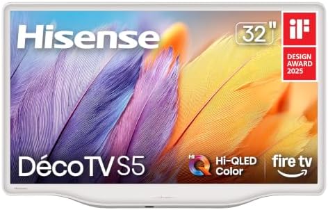 Hisense 32-Inch S5 DécoTV Series Hi-QLED FHD Smart Fire TV (32S5QF) - Versatile Fit, Hi-QLED Color, Art-Inspired Design, Fluid Central Stand, DTS Virtual: X, Stream Live TV Without Cable