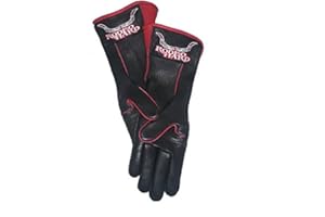 Rodeo Hard Deerskin Leather Bull Riding Gloves American Made - Long Cuff, Outseam Stitching, Embroidered Logo