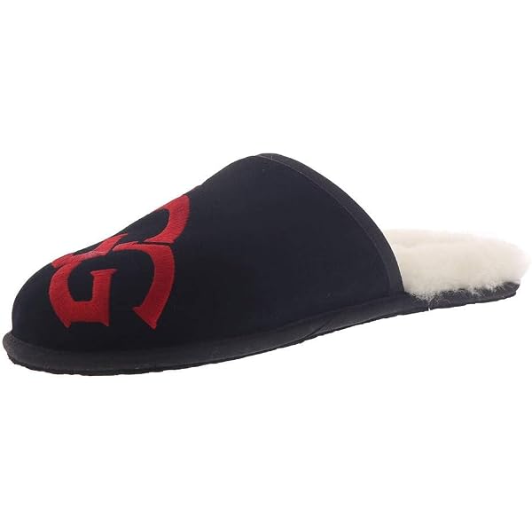 UGG Black Slippers with White and Red Logo Embroidery UGG® Men main image 2