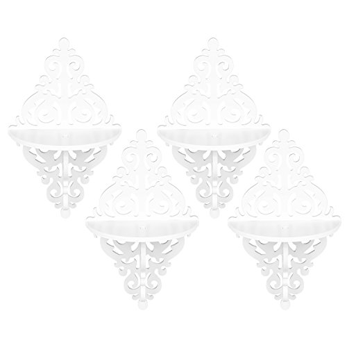 MyGift Set of 4 White Floating Shelves, WoodPlastic Composite Wall
