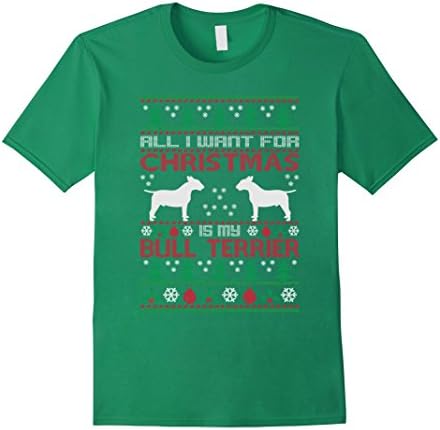 Men's BULL TERRIER UGLY CHRISTMAS T-SHIRTS || BULL TERRIER SHIRTS 2XL Kelly Green