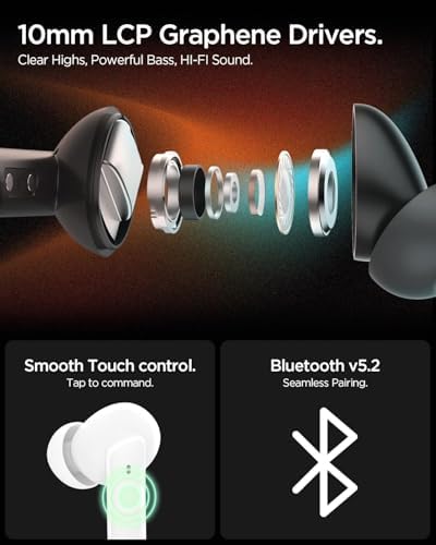 Audio True Wireless SA-TW P20 kabellose In-Ear Ohrhörer mit 30 Stunden Spielzeit, bis zu 40dB 3 Multi-Mode ANC Pro, EQ-Anpassung, 6 Mikrofone, Gaming-Modus, LCP Graphen-Treiber, IPX5 - Schwarz