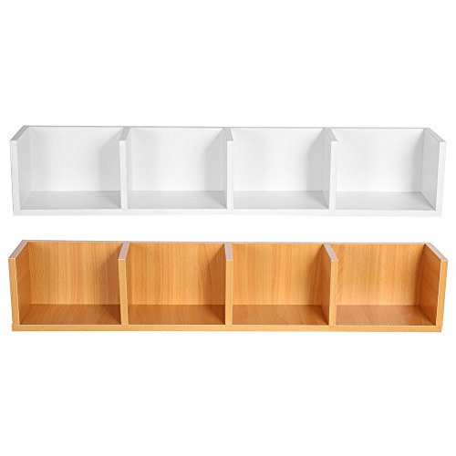 Yosooo CD/DVD Storage Shelf-Modern Wall Mount Display Shelf CDs/DVDs Organizer Storage Rack Wooden Unit 4 Cases (White)
