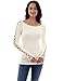 PattyBoutik Women Boatneck Lace Up Long Sleeve Ribbed Sweater (Ivory Small)
