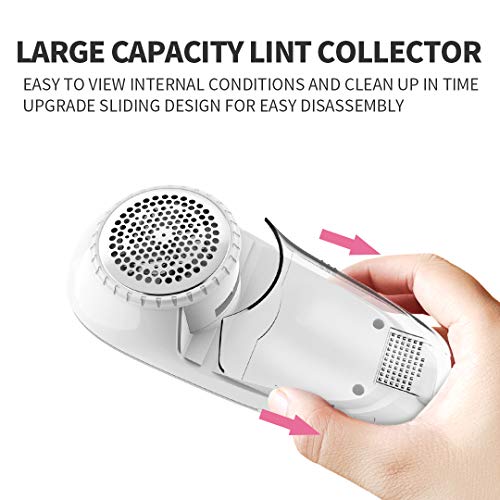 KOODER Sweater Shaver, USB Rechargeable Fabric Shaver, Lint Remover. Double Battery Lasting and Effective Lint Shaver (Silver White)