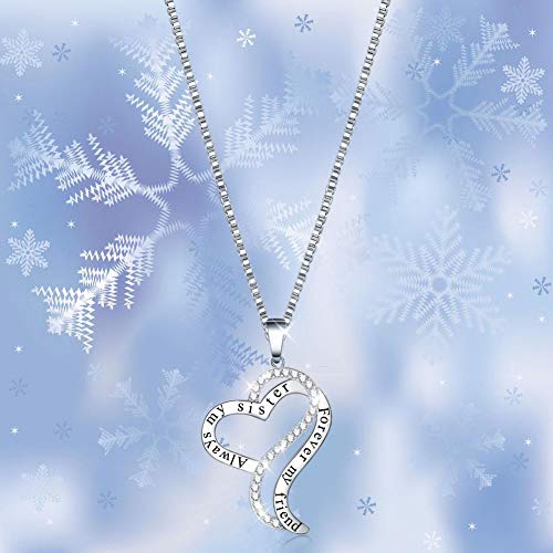 Ado Glo Christmas Day Sister Gift, Always My Sister Forever My Friend Love Heart Pendant Necklace, Fashion Jewelry for… - Image 4