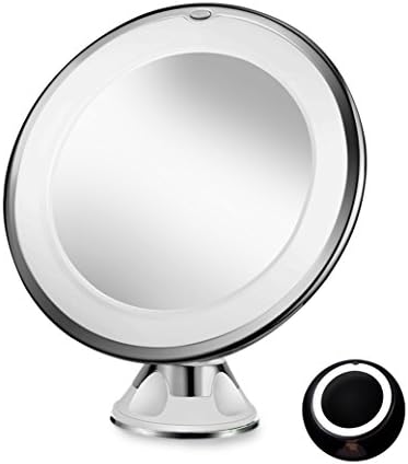 Sayard 10X Magnifying Lighted Vanity Makeup Mirror with Natural White LED, 360 Degree Swivel Rotation and Locking Suction, Travel Vanity Mirror