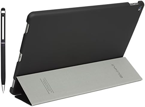 Slim Apple 12.9-inch iPad Pro Case, Infinie iPad Pro 12.9” Case [Slim Design][Magnetic Closure][Drop Resistant][+Stylus Pen][+Screen Protector] with Smart Cover for Auto Wake/Sleep Function - Black