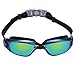Bezzee-Pro Swimming Goggles for Adult Men and Women - UV Protected - Anti-Fog Unisex Swim Goggles (Black/Multi-Color Mirror)