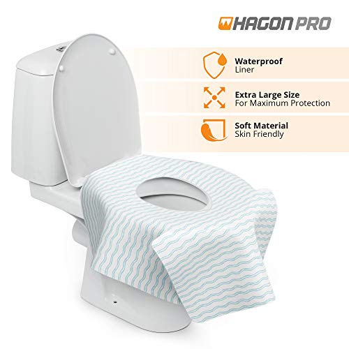 Toilet Seat Covers Disposable - 20 Pack - Waterproof, Ideal for Adults and Kids - Extra Large, Individually Wrapped for Travel, Toddlers Potty Training in Public Restrooms (Waves, 20)