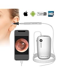 Otoscope iPhone, 2019 actualizado 0.169 in HD Ear Microscopio Cámara de Inspección, Oreja con 6 luces LED ajustables para iPhone, iPad y Android Smart Phones