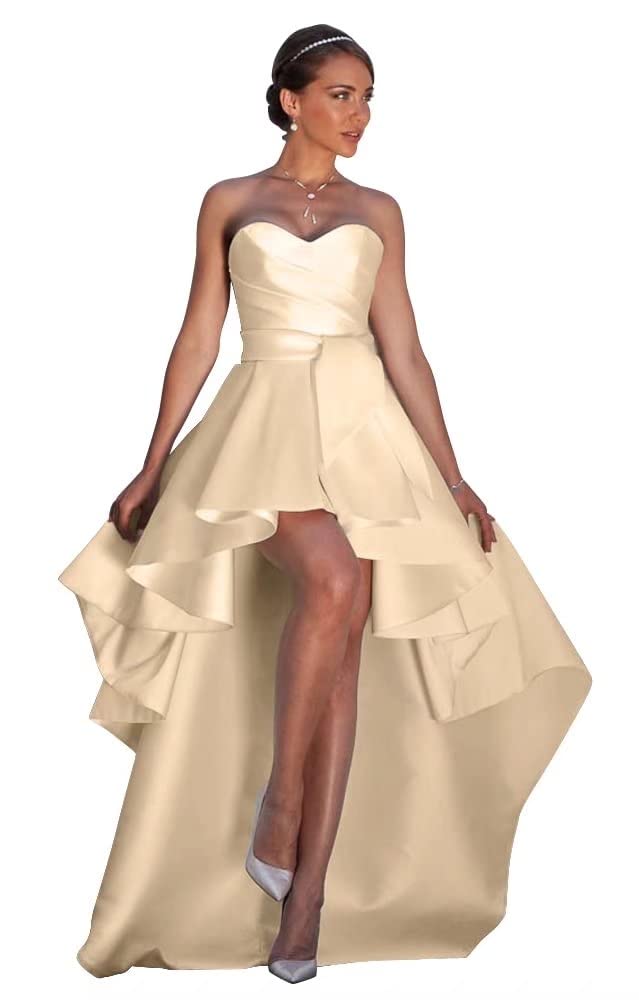 NLQ High Low Prom Dresses Sweetheart Strapless