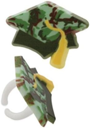 12 Camo Graduation Cap Cupcake Ring Grad Hunting