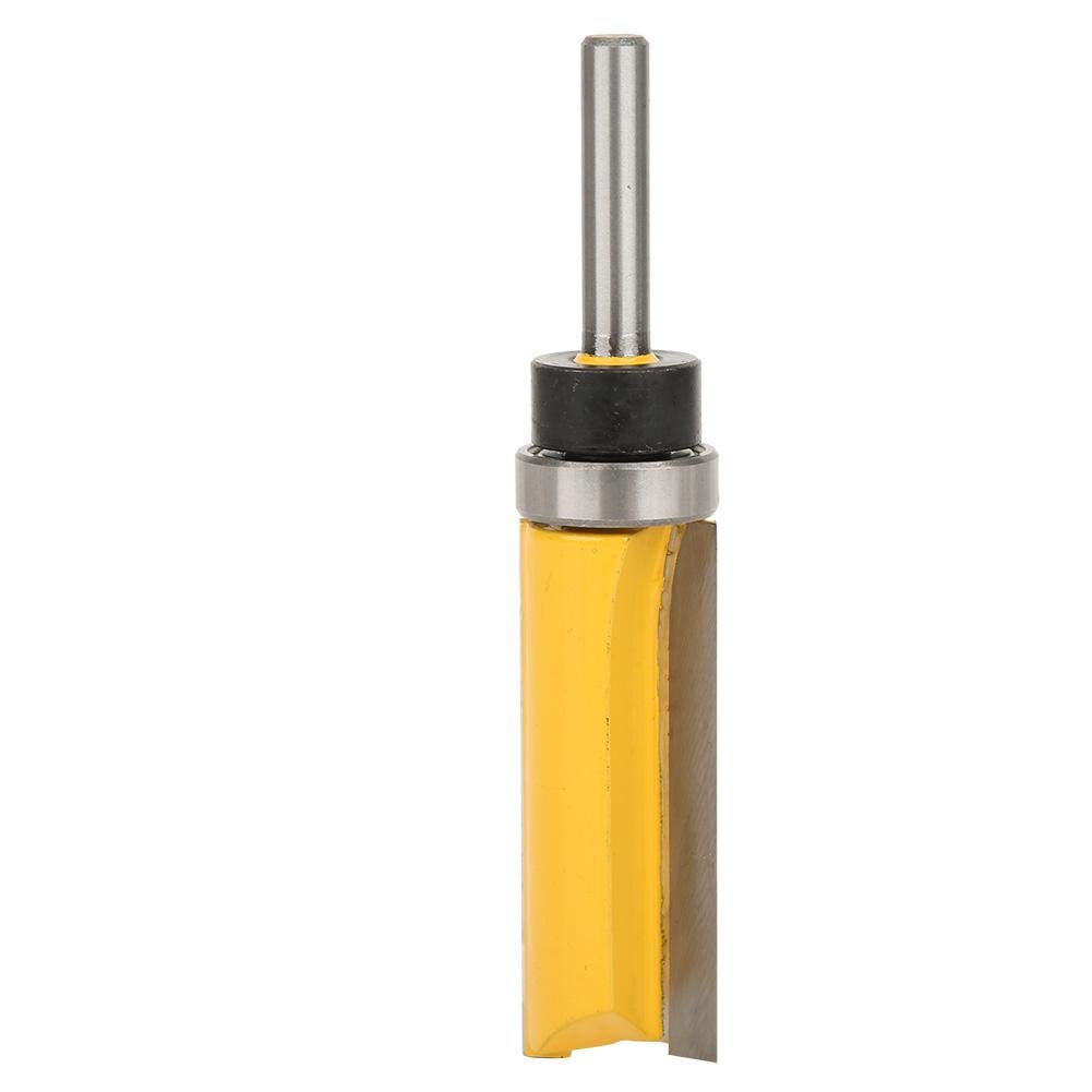 Router Bit, T-Shape Bearing Flush Trim Router Bit, with 1/4in Round Straight Shank, Woodworking Milling Cutter, for Wood Slotting Trimming, Yellow