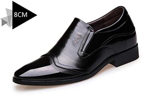 ZFAFN Mens Hide Height Increase Shoe Business Leather Shoes for Men (8cm) Formal Shoes/Pointed Toe Dress Shoes/Casual Shoes Wedding Shoes (black/brown), Black, 43