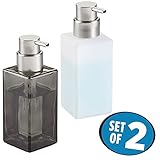 mDesign Foaming Soap Dispenser Pumps - Set of 2, Frost/Brushed, Smoke/Brushed